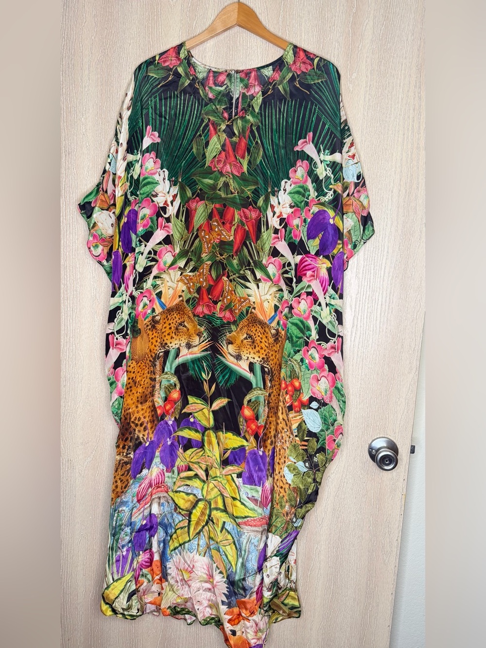 Carolina K Majestic Tropical Leopard Print Xim Kaftan Dress in Multicolor